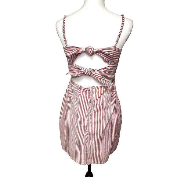 Favlux Sleeveless Sz M Red White Tie Back Cotton Blend Mini Dress‎ Sundress - Picture 2 of 6